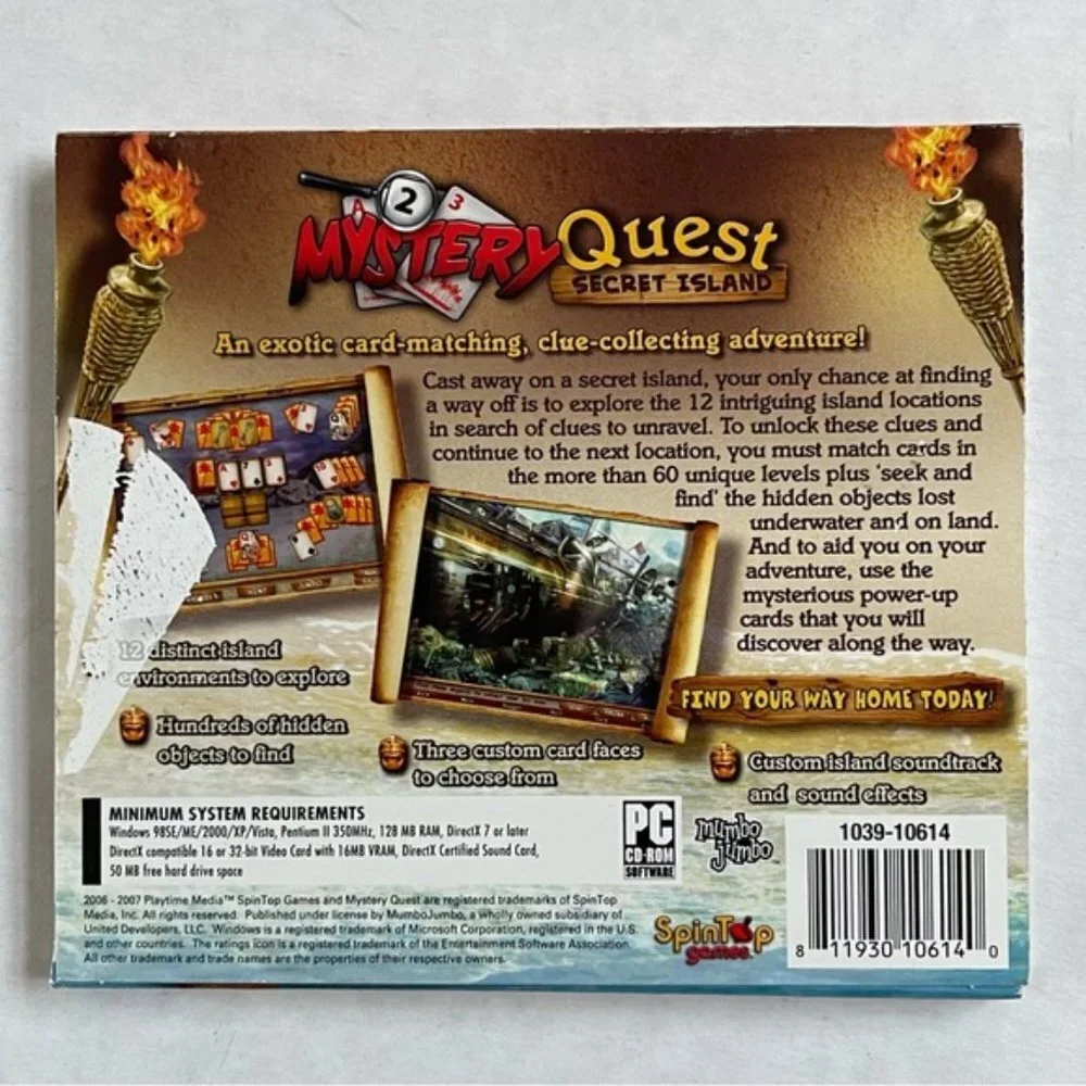 Mystery Quest Secret Island Mumbo Jumbo PC CD ROM E ESRB PC‎ Games SpinTop Games